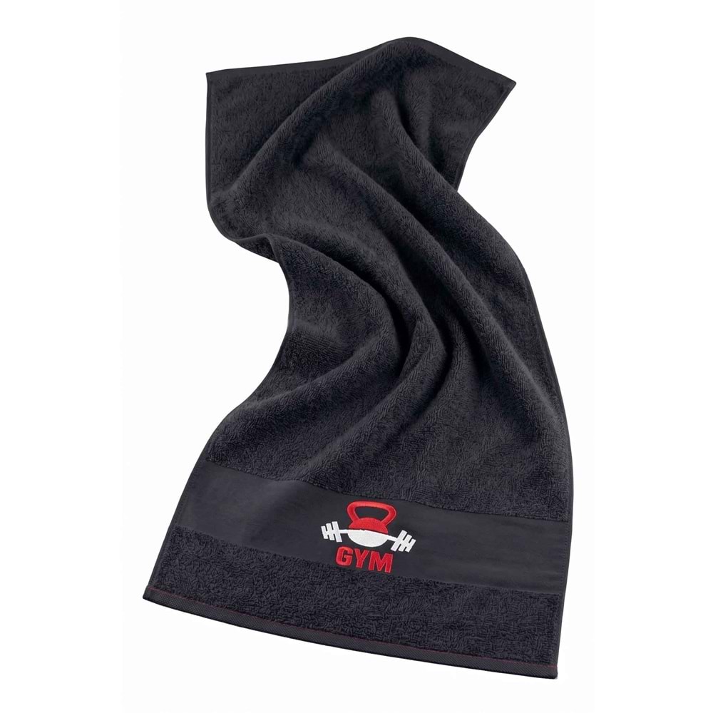 GYM 50x100 Cm %100 Pamuklu 2'li Spor Havlusu SİYAH-AÇIK GRİ Fitness Gym Golf Boks Tenis Havlusu
