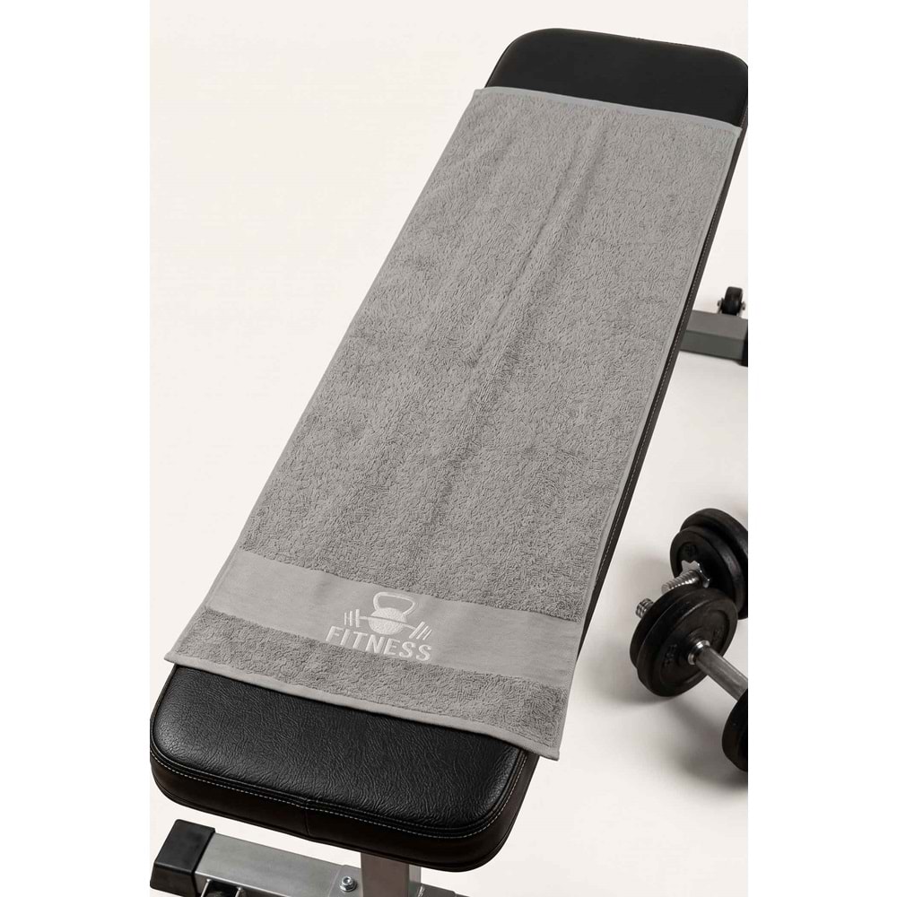 FITNESS 50x100 Cm %100 Pamuklu 2'li Spor Havlusu SİYAH-AÇIK GRİ Fitness Gym Golf Boks Tenis Havlusu