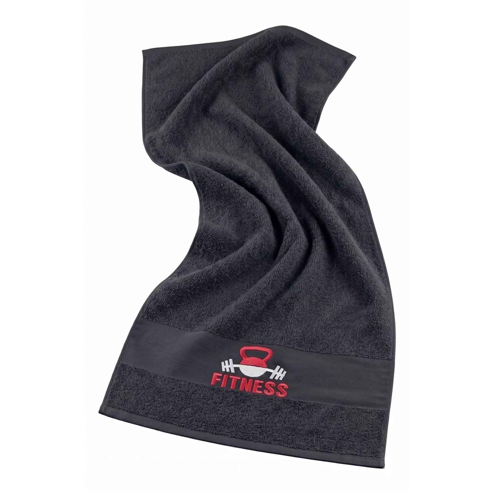 FITNESS 50x100 Cm %100 Pamuklu 2'li Spor Havlusu SİYAH-AÇIK GRİ Fitness Gym Golf Boks Tenis Havlusu