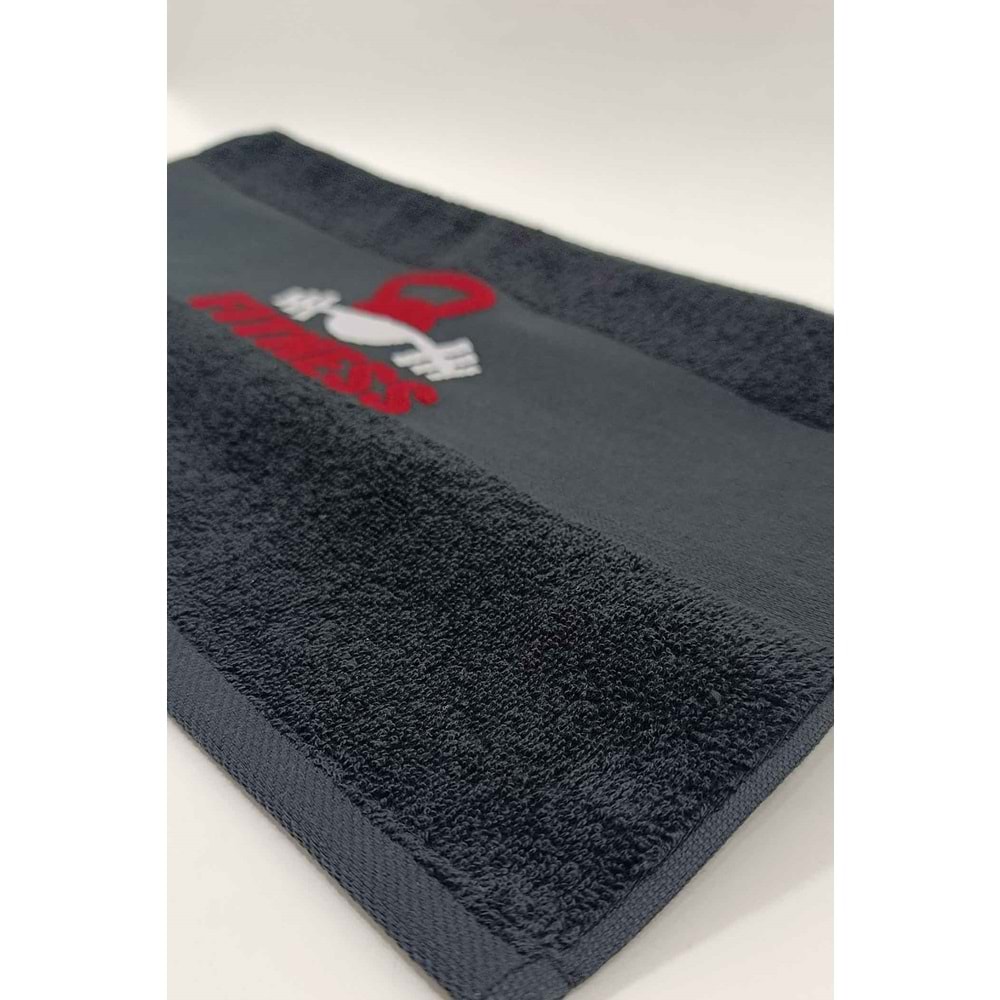 FITNESS 50x100 Cm %100 Pamuklu 2'li Spor Havlusu SİYAH-AÇIK GRİ Fitness Gym Golf Boks Tenis Havlusu