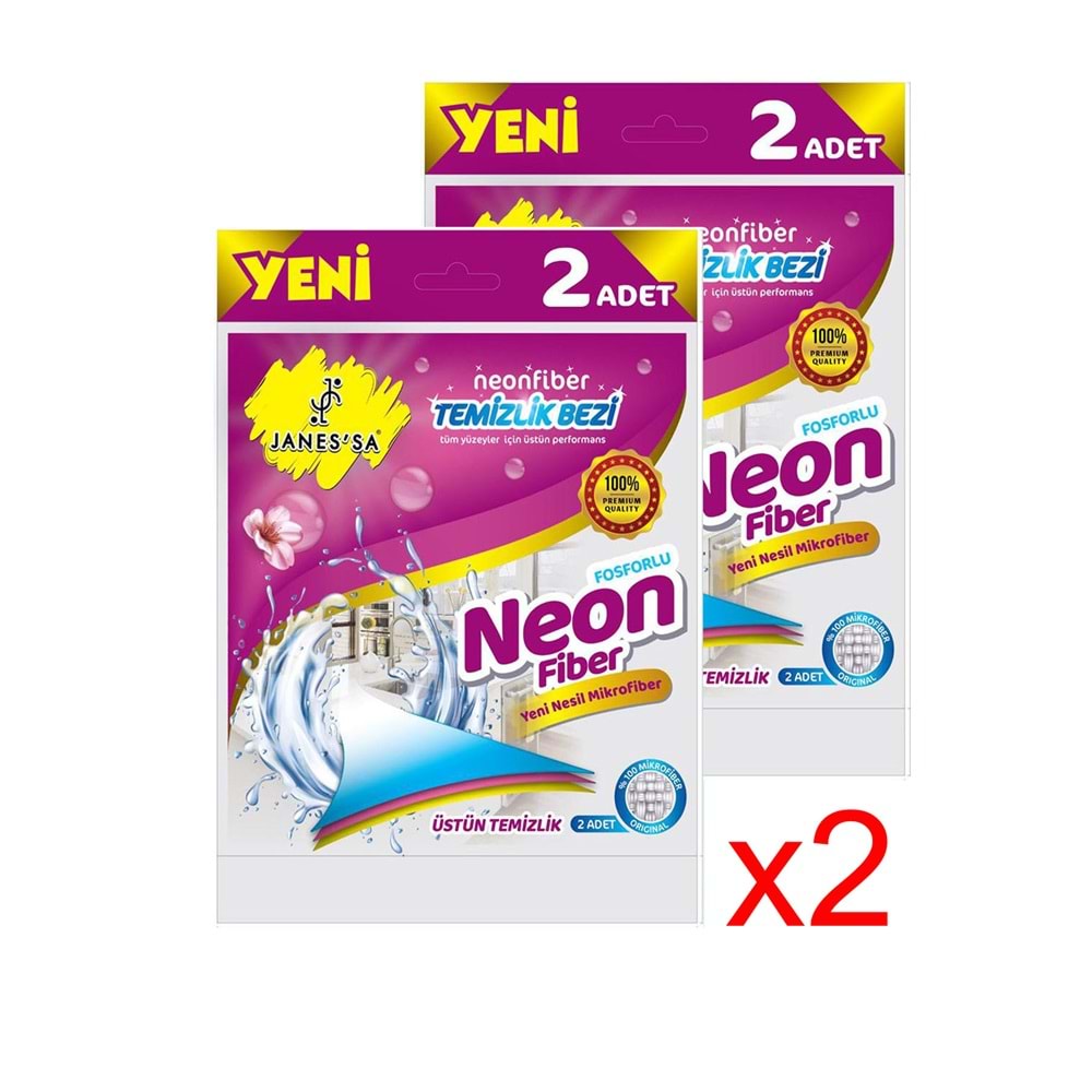 Janes'sa Neonfiber Temizlik Bezi 2'li Paket