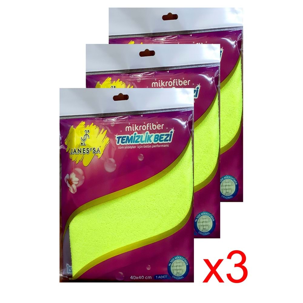 Janes'sa Mikrofiber Temizlik Bezi 3'lü Paket