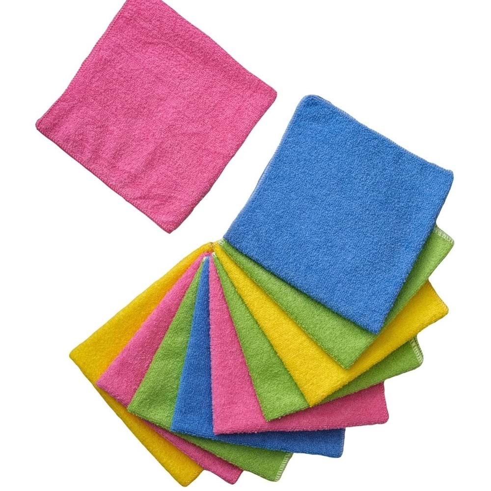 Süper Emici 40x40 cm 10'lu Eko Paket Mikrofiber Kurulama Bezi
