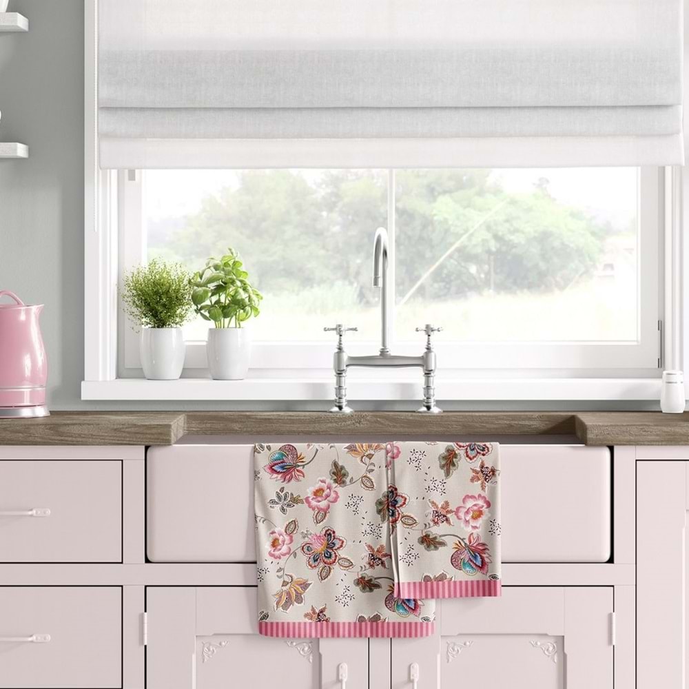 Rosa Desen Dekoratif Mutfak Havlusu 35x50 cm Kurulama Bezi (Paket içeriği: 1 Adet Mutfak Havlusu)