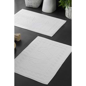 %100 Pamuklu Ayak Havlusu 2 Parça 50x70 Cm Beyaz