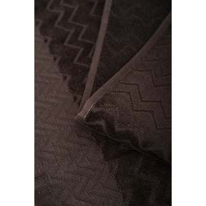 Ansaaj Kadife Jakarlı 4 Parça Bornoz Takımı KAHVE L-XL Beden