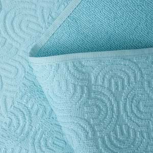 VevienHome Kadife Jakarlı 4 Parça Bornoz Takımı AÇIK MAVİ L Beden