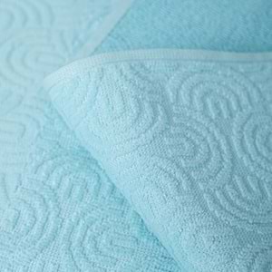 VevienHome Kadife Jakarlı 4 Parça Bornoz Takımı AÇIK MAVİ L Beden