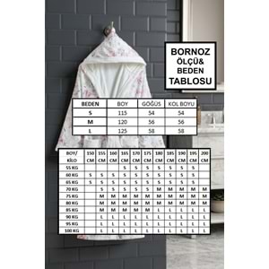 Astrantia Baskılı Kabartmalı Kapüşonlu Bornoz