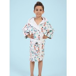 Dino Dijital Baskılı Çocuk Bornozu