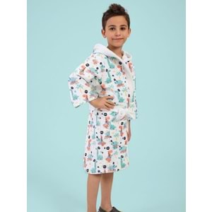 Dino Dijital Baskılı Çocuk Bornozu