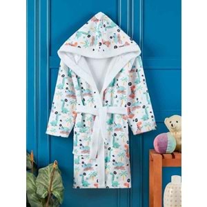 Dino Dijital Baskılı Çocuk Bornozu