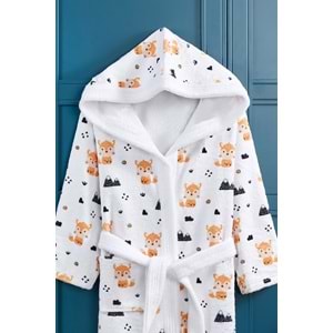 Forest Fox Dijital Baskılı Çocuk Bornozu