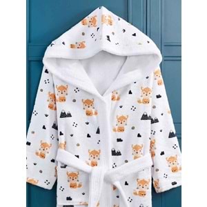 Forest Fox Dijital Baskılı Çocuk Bornozu