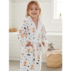 Forest Fox Dijital Baskılı Çocuk Bornozu