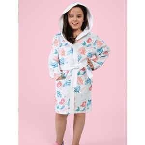 Mermaid Dijital Baskılı Çocuk Bornozu