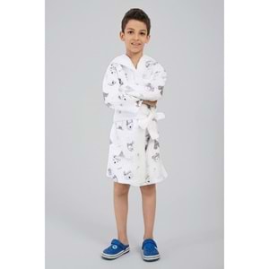Night Owl Dijital Baskılı Çocuk Bornozu 5-6 Yaş
