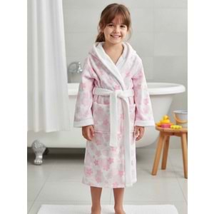 Pink Flower Dijital Baskılı Çocuk Bornozu