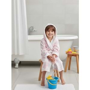 Pink Flower Dijital Baskılı Çocuk Bornozu