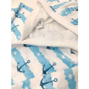 Çapa Desen Dijital Baskılı Genç Çocuk Bornozu