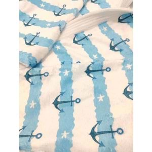 Çapa Desen Dijital Baskılı Genç Çocuk Bornozu