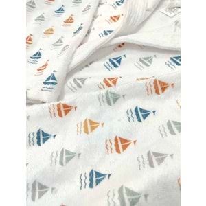 Gemi Desen Dijital Baskılı Genç Çocuk Bornozu