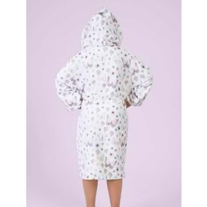 Kelebek Desen Dijital Baskılı Genç Çocuk Bornozu