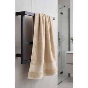 Lusso | %100 Pamuk Jakarlı Lüks 2'li Havlu Seti | Havlu Takımı | Banyo Takımı BEJ