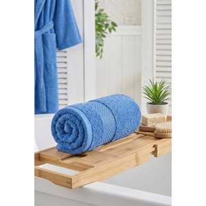 Lusso | %100 Pamuk Jakarlı Lüks 2'li Havlu Seti | Havlu Takımı | Banyo Takımı MAVİ