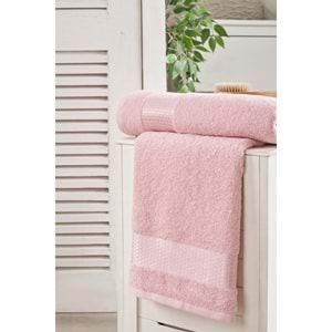 Lusso | %100 Pamuk Jakarlı Lüks 2'li Havlu Seti | Havlu Takımı | Banyo Takımı PUDRA