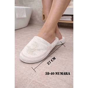 Güpürlü İnci Motifli Kalın Tabanlı Banyo Ve Ev Terliği Havlu Terlik Otel,Spa,Ev Terliği