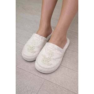 Güpürlü İnci Motifli Kalın Tabanlı Banyo Ve Ev Terliği Havlu Terlik Otel,Spa,Ev Terliği