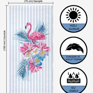 Summer Flamingo Dijital Baskılı 75x150 Cm Plaj Havlusu