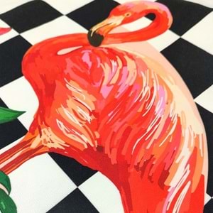 Flamingo Dama Desenli Dijital Baskılı 75x150 Cm Plaj Havlusu