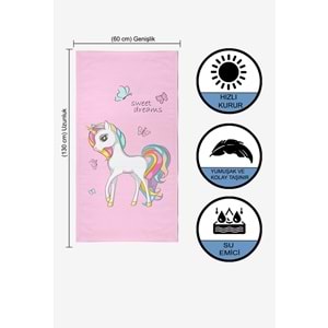 Unicorn Dijital Baskılı 60x130 Cm Çocuk Plaj Havlusu