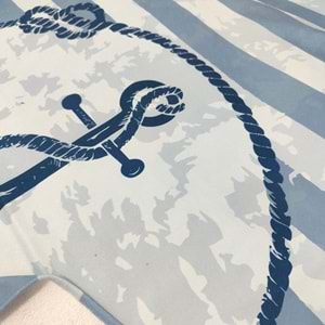 Çizgili Çapa Desen Dijital Baskılı 75x150 Cm Plaj Havlusu