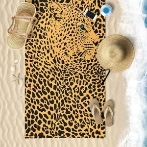 Leopar Desenli Dijital Baskılı 75x150 Cm Plaj Havlusu