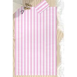 Pembe Çizgili Dijital Baskılı 150x220 Cm Aile Boyu Plaj Havlusu Kum Geçirmez
