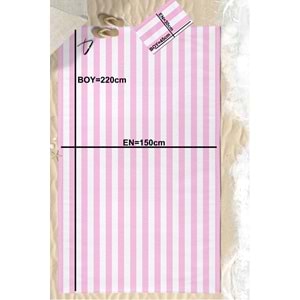 Pembe Çizgili Dijital Baskılı 150x220 Cm Aile Boyu Plaj Havlusu Kum Geçirmez