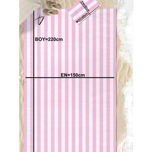 Pembe Çizgili Dijital Baskılı 150x220 Cm Aile Boyu Plaj Havlusu Kum Geçirmez