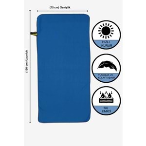 Vevien Home Mikrofiber Havlu - L Boy - 75 X 150 Cm - Plaj Havlusu LACİVERT