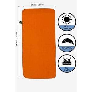Vevien Home Mikrofiber Havlu - L Boy - 75 X 150 Cm - Plaj Havlusu TURUNCU