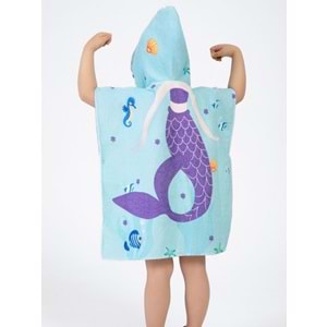 Deniz Kızı Çocuk Panço Plaj Havlusu 3-4 Yaş