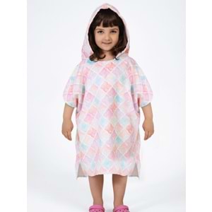 Flower Desen Çocuk Panço Plaj Havlusu