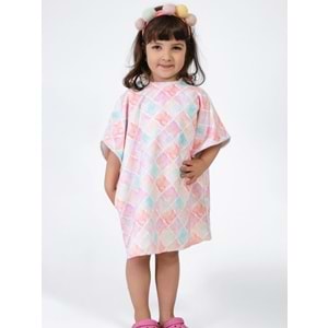 Flower Desen Çocuk Panço Plaj Havlusu