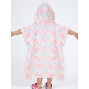 Flower Desen Çocuk Panço Plaj Havlusu