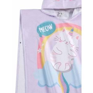 Meow Desen Çocuk Panço Plaj Havlusu