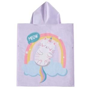 Meow Desen Çocuk Panço Plaj Havlusu