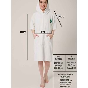 Palmiye Sörf Nakışlı Yetişkin Sörf Yazlık Panço Kapüşonlu Plaj Havlusu KREM