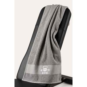 GYM 50x100 Cm %100 Pamuklu Spor Havlusu Fitness Gym Golf Boks Tenis Havlusu AÇIK GRİ